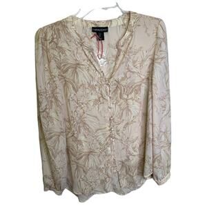 Cynthia Rowley Women' s Print Blouse Size Small Button-Up Covered Buttons